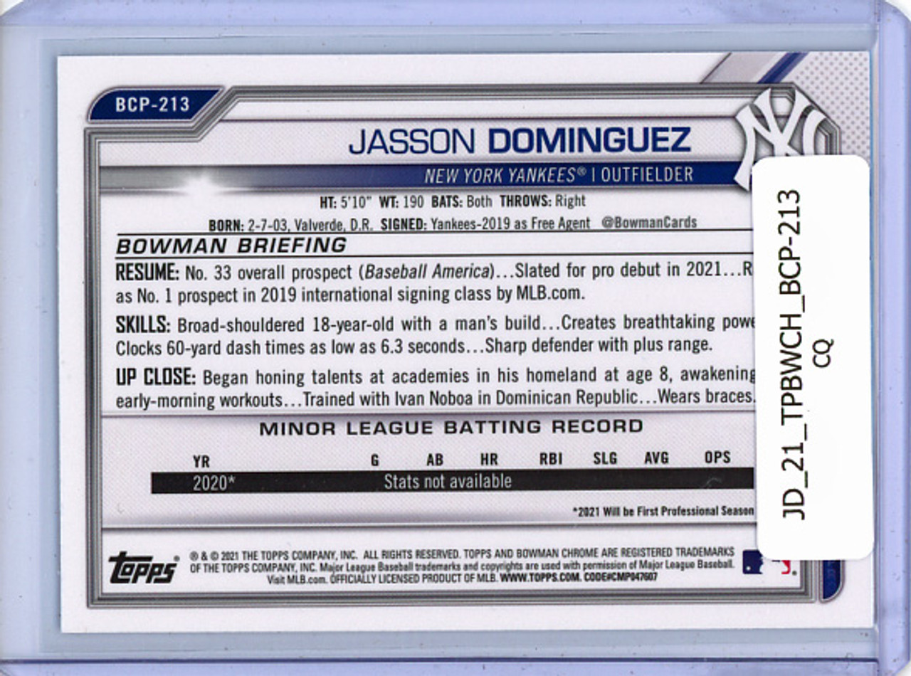 Jasson Dominguez 2021 Bowman Chrome Prospects #BCP-213 (CQ)