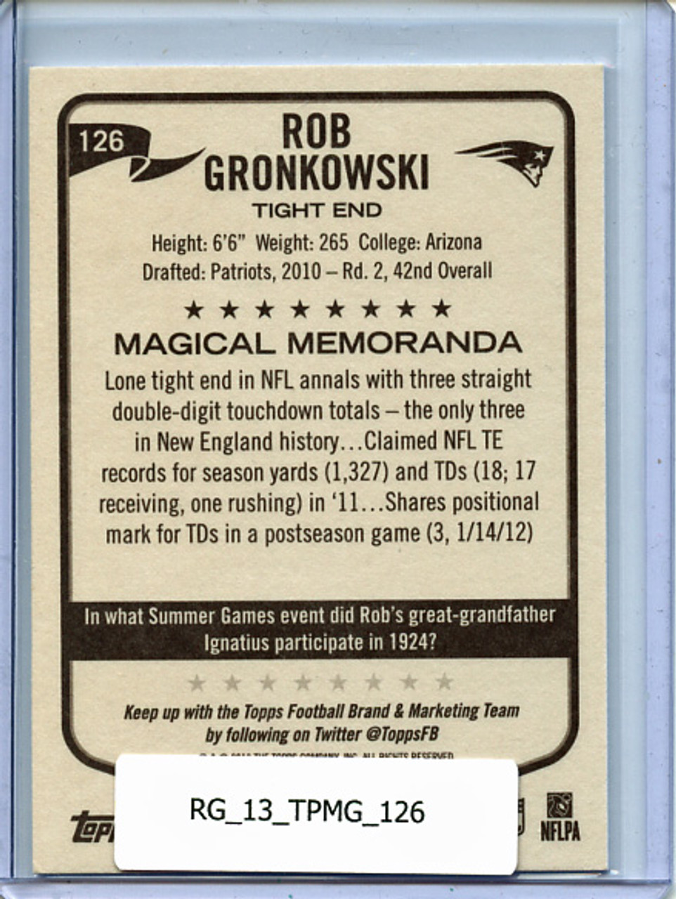 Rob Gronkowski 2013 Topps Magic #126