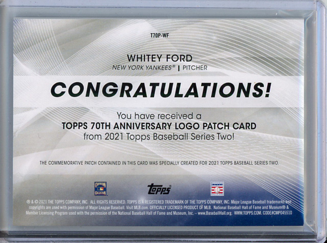 Whitey Ford 2021 Topps, 70th Anniversary Commemorative Logo Patches #T70P-WF (1) (CQ)