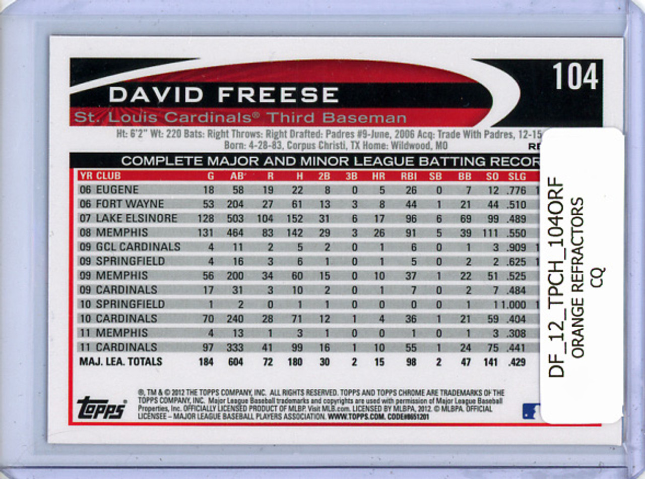 David Freese 2012 Topps Chrome #104 Orange Refractors (CQ)