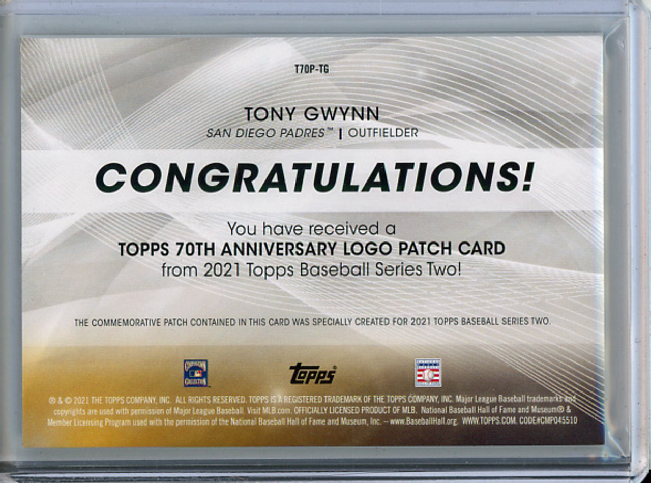 Tony Gwynn 2021 Topps, 70th Anniversary Commemorative Logo Patches #T70P-TG (1) (CQ)