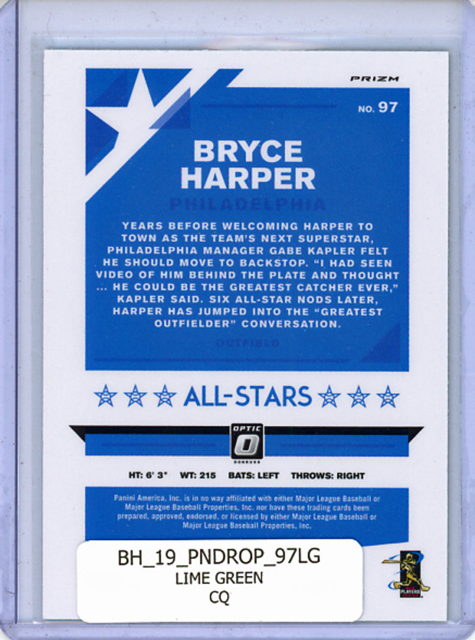 Bryce Harper 2019 Donruss Optic #97 All-Stars Lime Green (CQ)