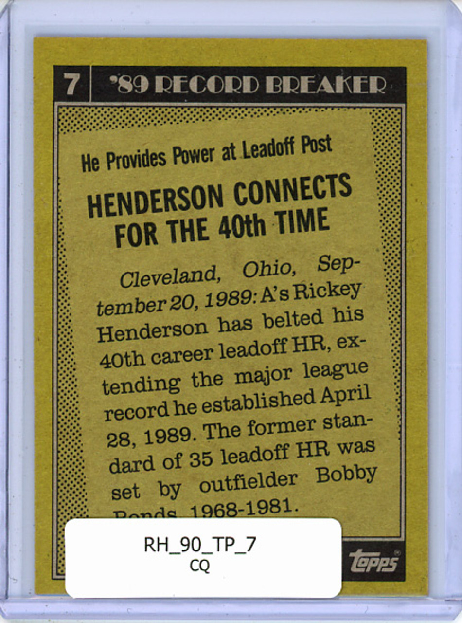 Rickey Henderson 1990 Topps #7 Record Breaker (CQ)