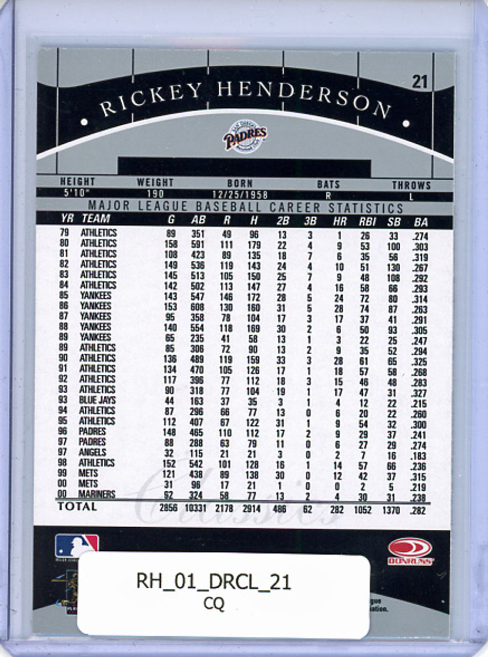 Rickey Henderson 2001 Donruss Classics #21 (CQ)