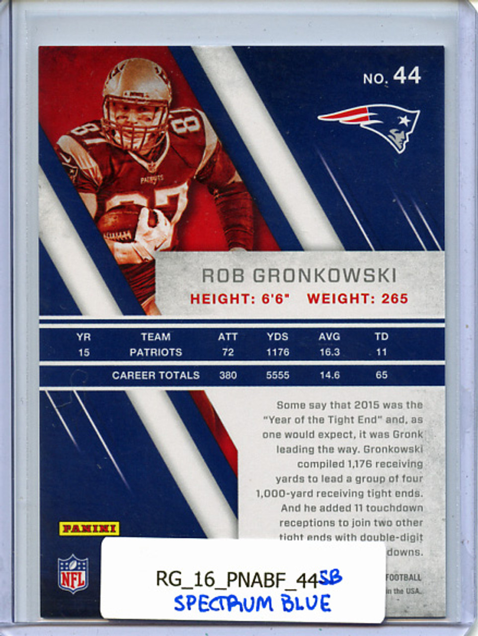 Rob Gronkowski 2016 Absolute #44 Spectrum Blue