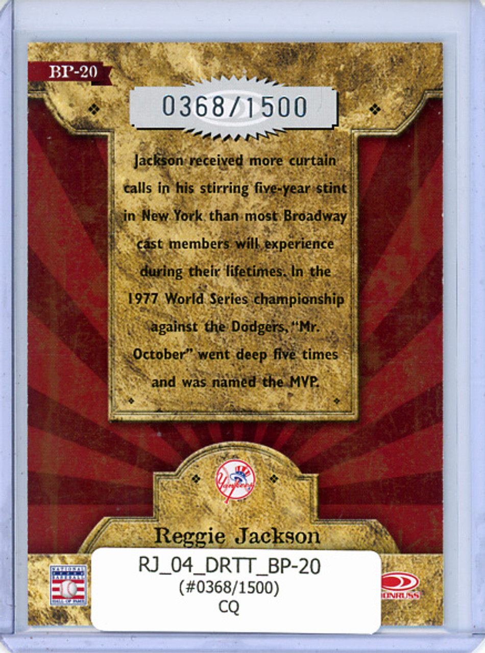 Reggie Jackson 2004 Donruss Throwback Threads, Blast From the Past #BP-20 (#0368/1500) (CQ)