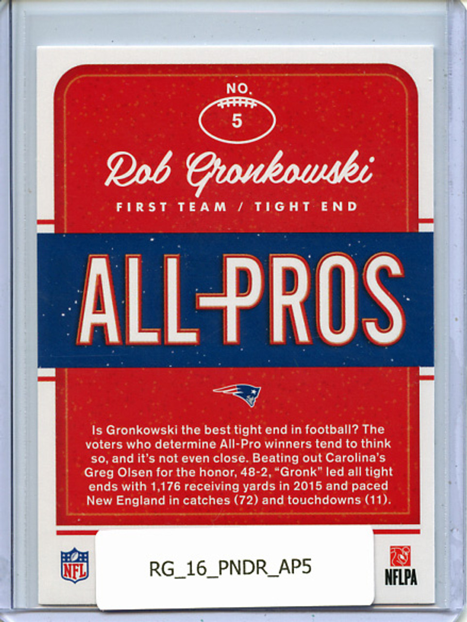 Rob Gronkowski 2016 Donruss, All-Pros #5