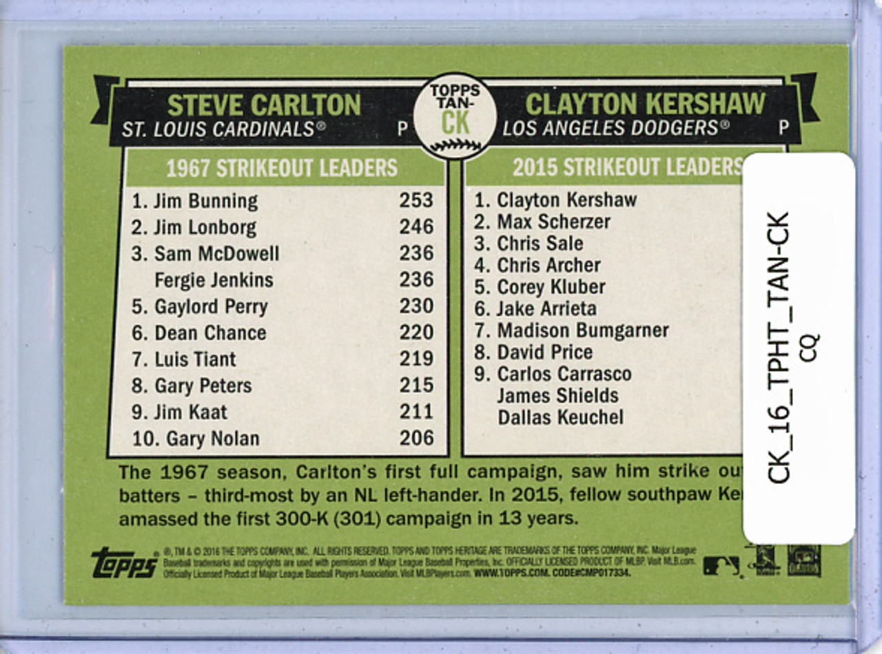 Steve Carlton, Clayton Kershaw 2016 Heritage, Then & Now #TAN-CK (CQ)