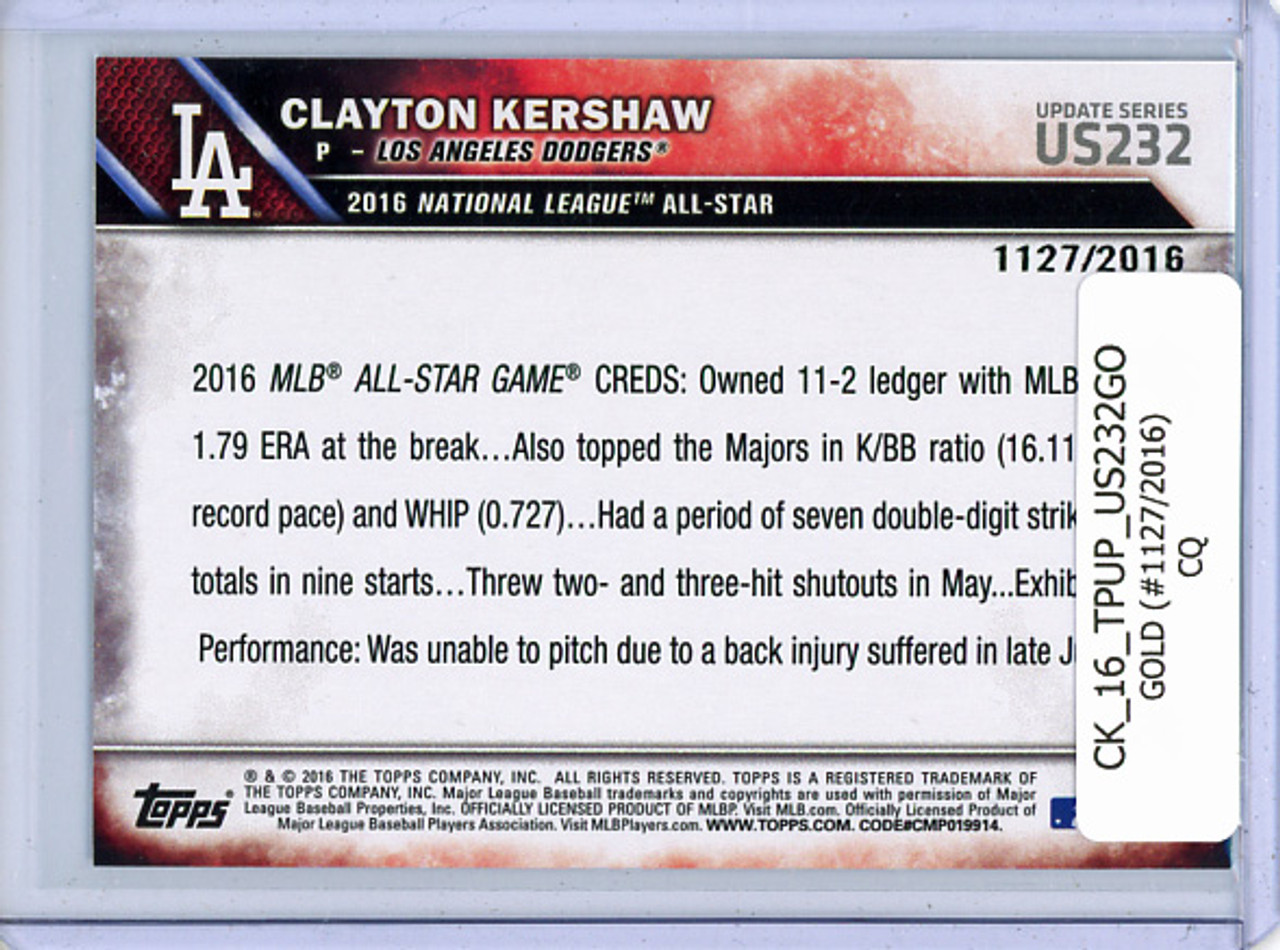 Clayton Kershaw 2016 Topps Update #US232 All-Star Gold (#1127/2016) (CQ)