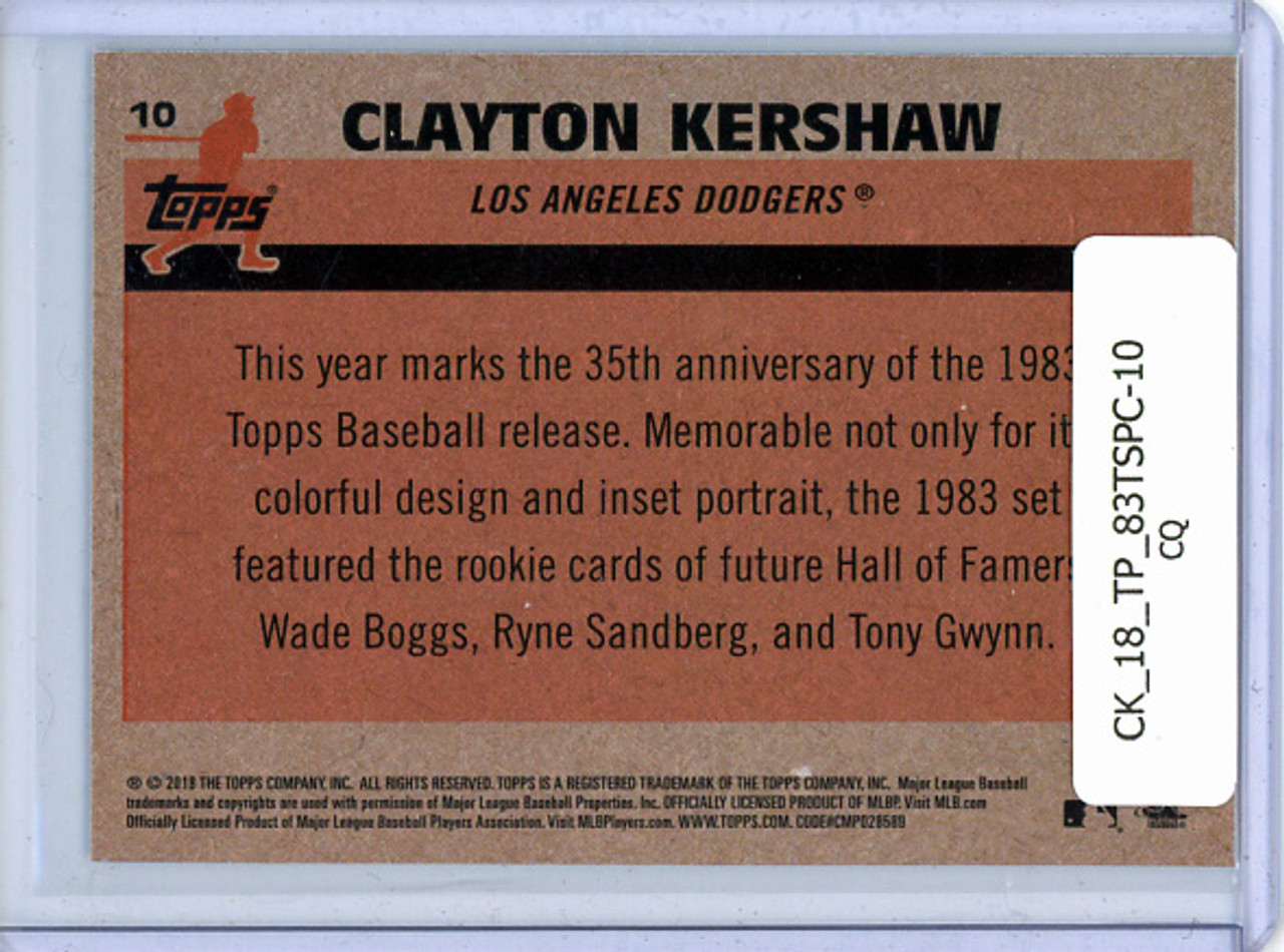 Clayton Kershaw 2018 Topps, 1983 Topps Silver Pack Chrome #10 (CQ)