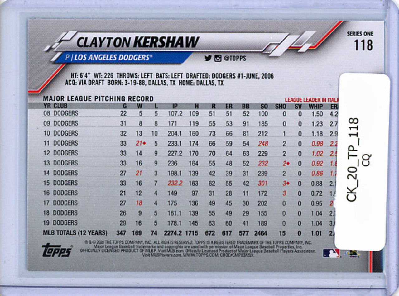 Clayton Kershaw 2020 Topps #118 (CQ)