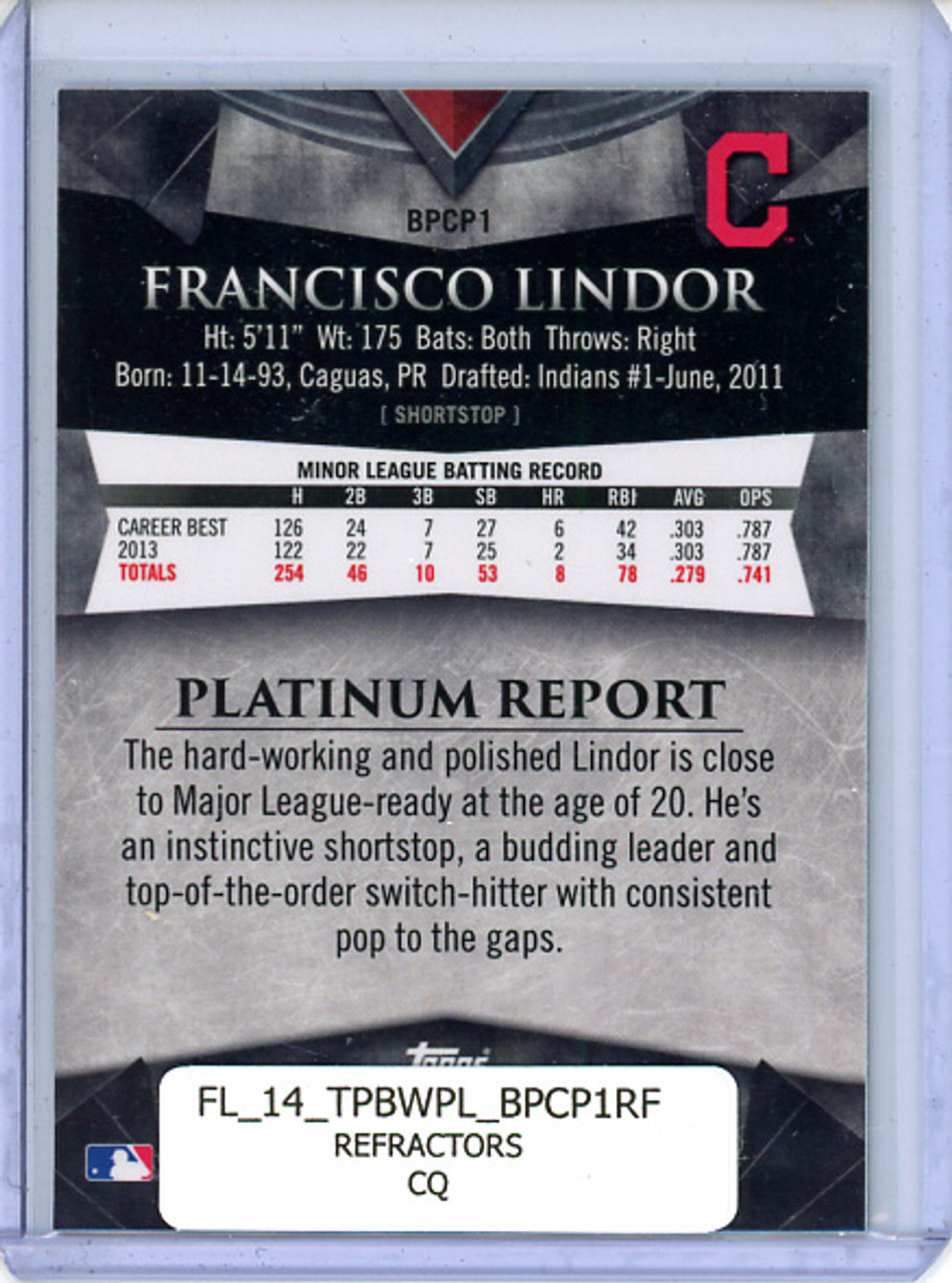 Francisco Lindor 2014 Bowman Platinum, Chrome Prospects #BPCP1 Refractors (CQ)