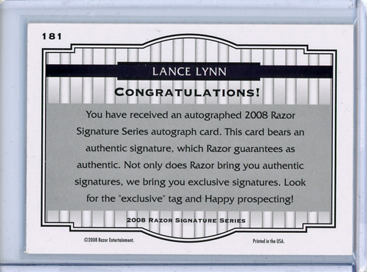 Lance Lynn 2008 Razor Signature Series #181 Autographs (#1019/1499) (CQ)