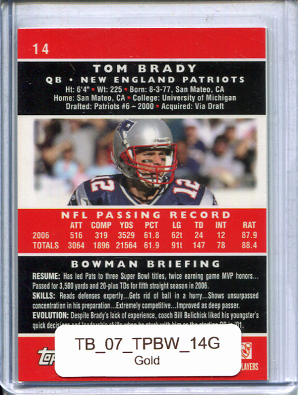 Tom Brady 2007 Bowman #14 Gold