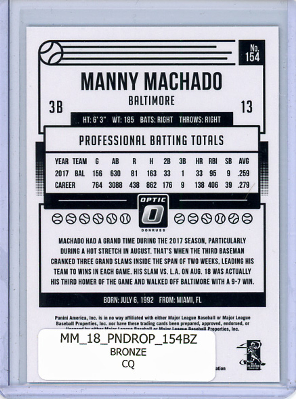 Manny Machado 2018 Donruss Optic #154 Bronze (CQ)