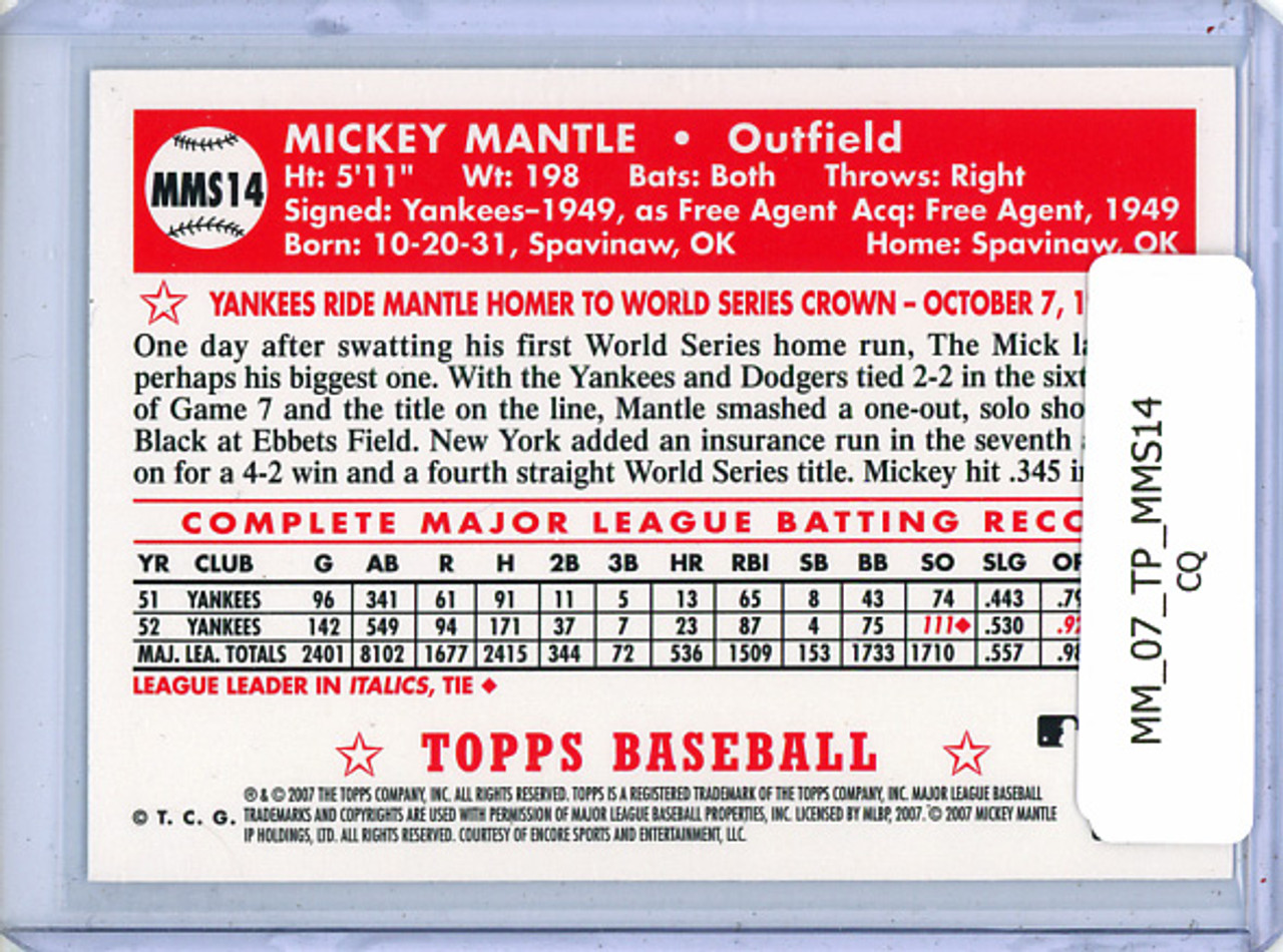 Mickey Mantle 2007 Topps, Mickey Mantle Story #MMS14 (CQ)