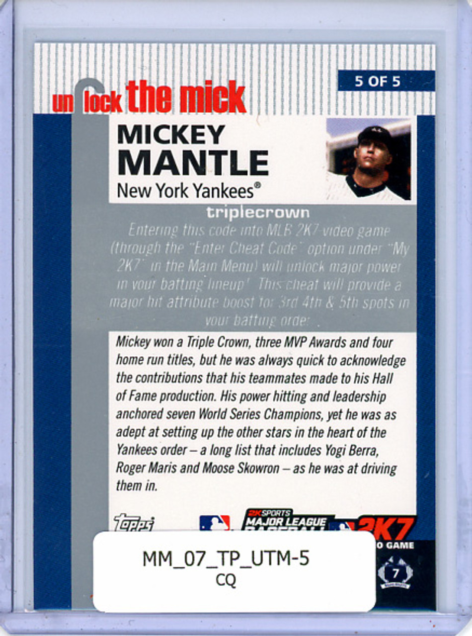 Mickey Mantle 2007 Topps, Unlock the Mick #5 (CQ)