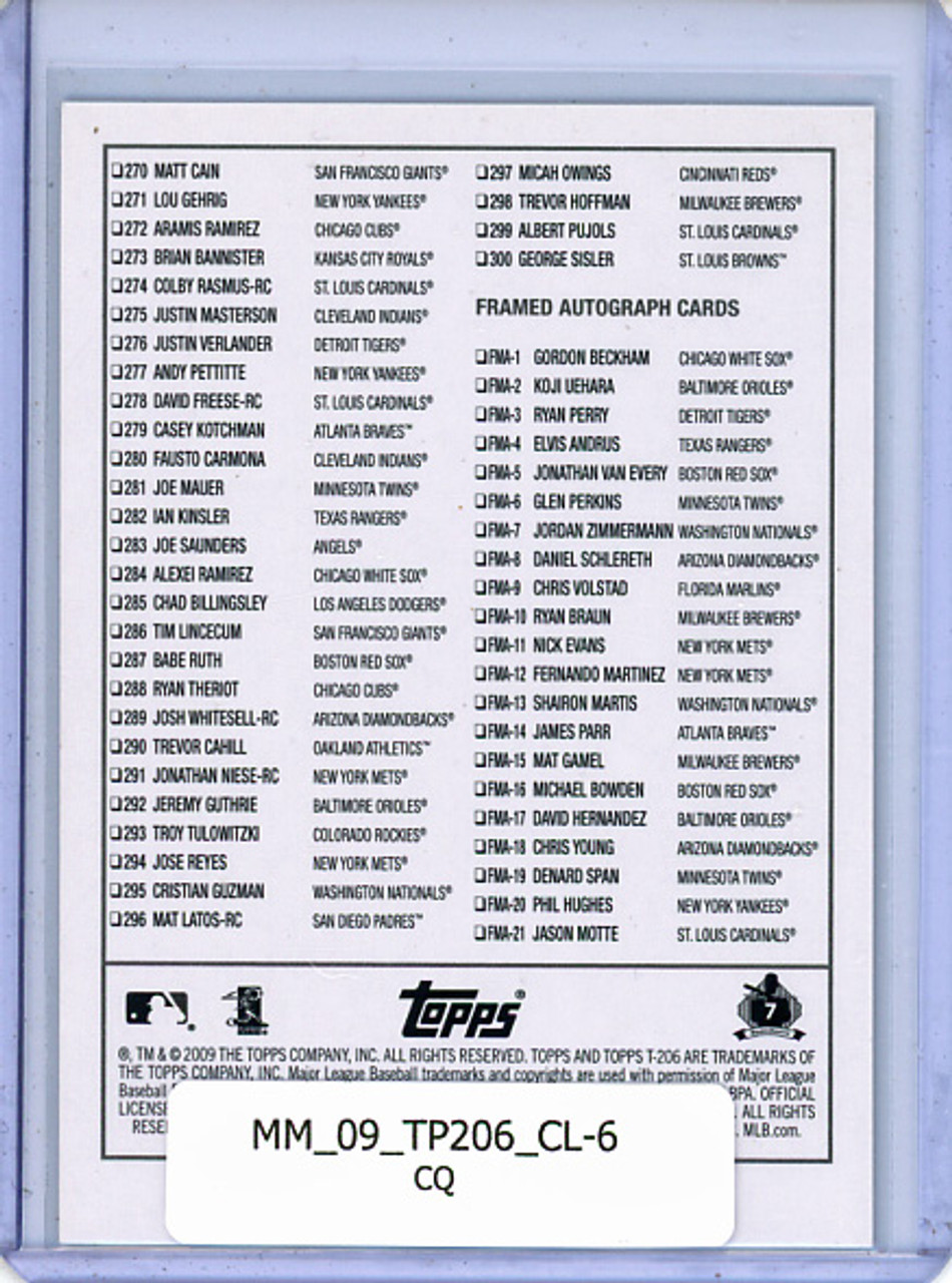 Mickey Mantle 2009 Topps 206, Checklists #6 (CQ)