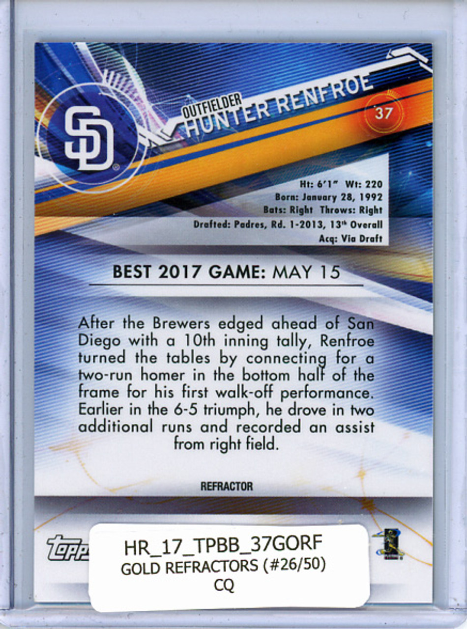 Hunter Renfroe 2017 Bowman's Best #37 Gold Refractors (#26/50) (CQ)