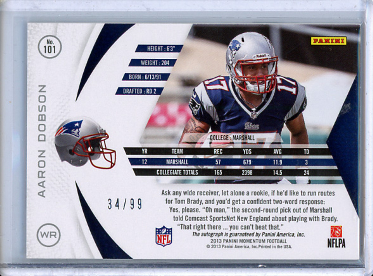 Aaron Dobson 2013 Momentum #101 Rookie Signatures Silver (#34/99) (CQ)