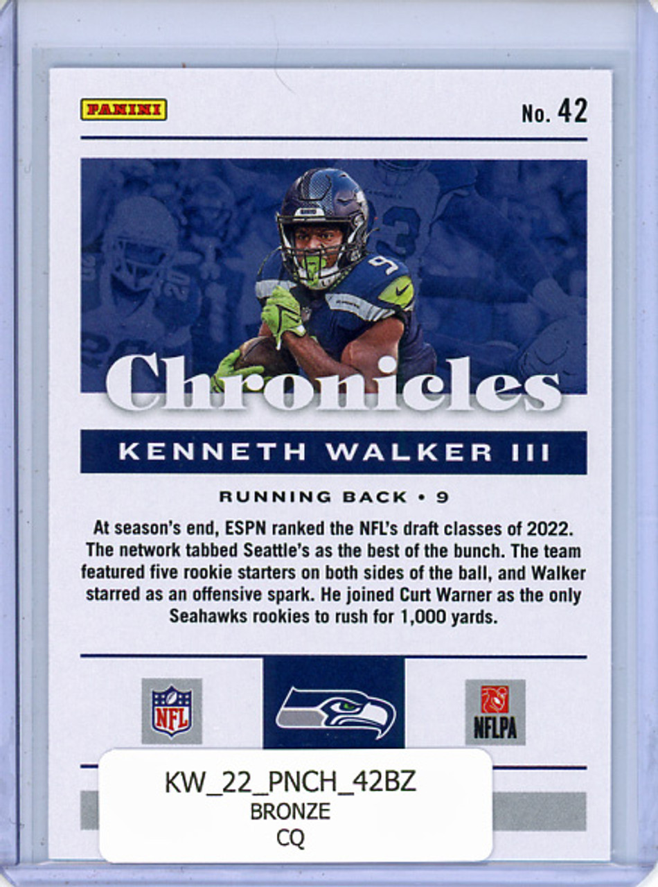 Kenneth Walker III 2022 Chronicles #42 Bronze (CQ)