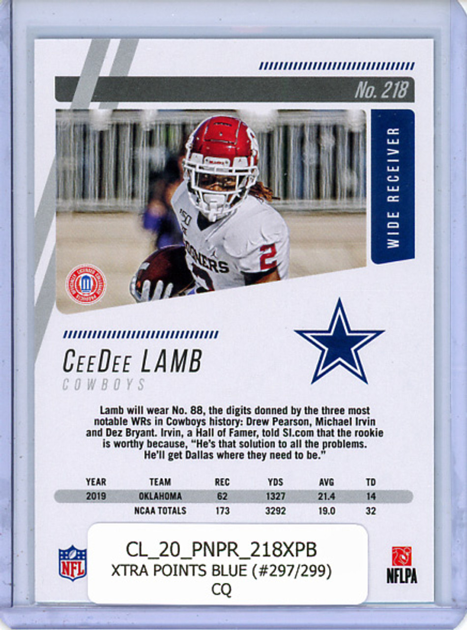 CeeDee Lamb 2020 Prestige #218 Xtra Points Blue (#297/299) (CQ)