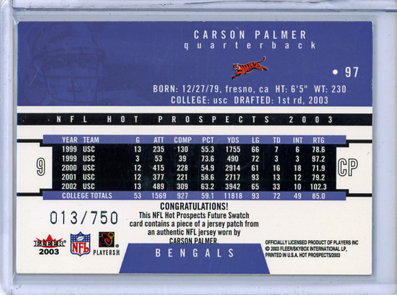 Carson Palmer 2003 Hot Prospects #97 (#013/750) - Very Good-Excellent - Creasing (CQ)
