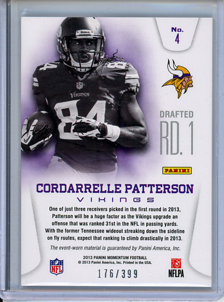 Cordarrelle Patterson 2013 Momentum, Rookie Team Threads Dual Materials #4 (#176/399) (CQ)