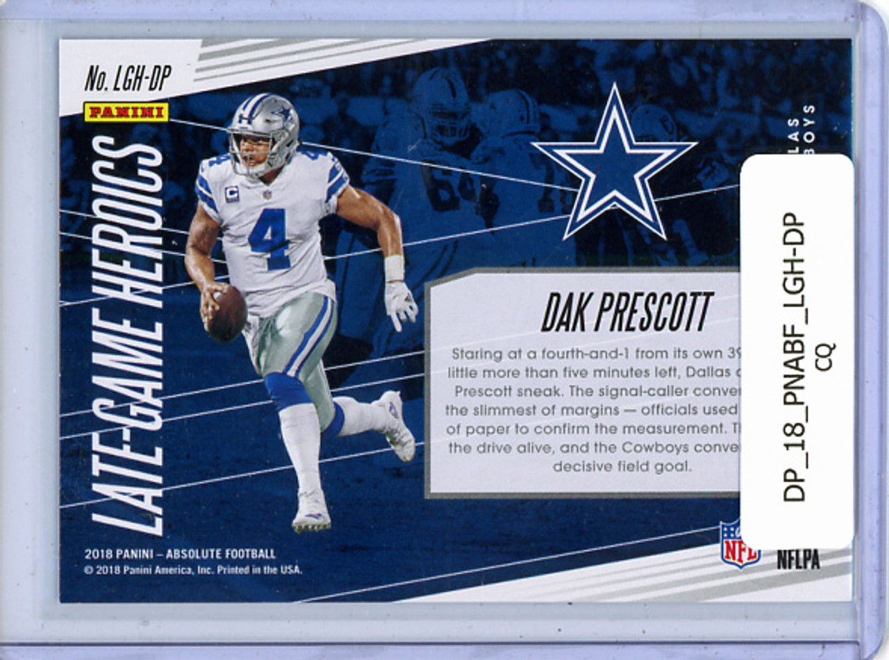 Dak Prescott 2018 Absolute, Late Game Heroics #LGH-DP (CQ)