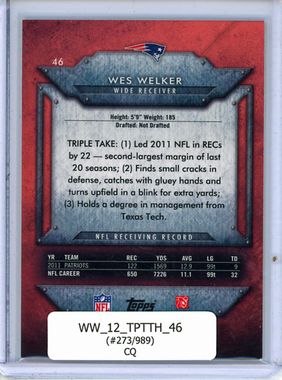 Wes Welker 2012 Triple Threads #46 (#273/989) (CQ)