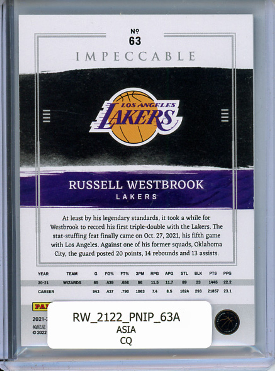 Russell Westbrook 2021-22 Impeccable #63 Asia (CQ)