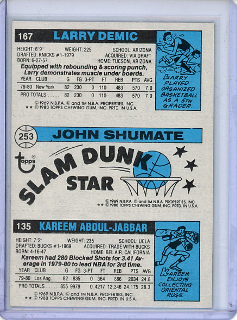 Kareem Abdul-Jabbar, John Shumate, Larry Demic 1980-81 Topps #132 (1) (CQ)