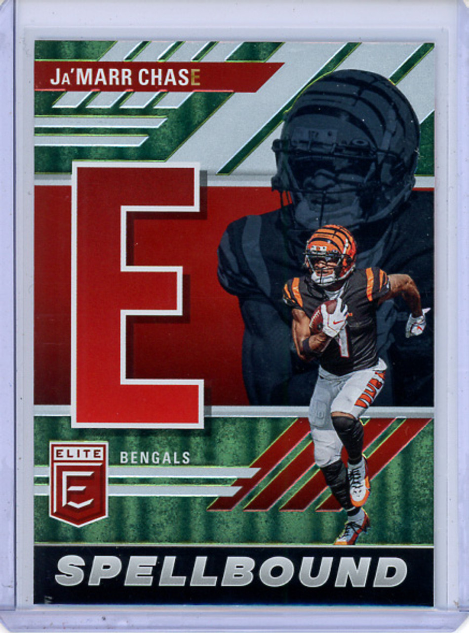 Ja'Marr Chase 2023 Donruss Elite, Spellbound #SB-JC5 "E" Green (CQ)