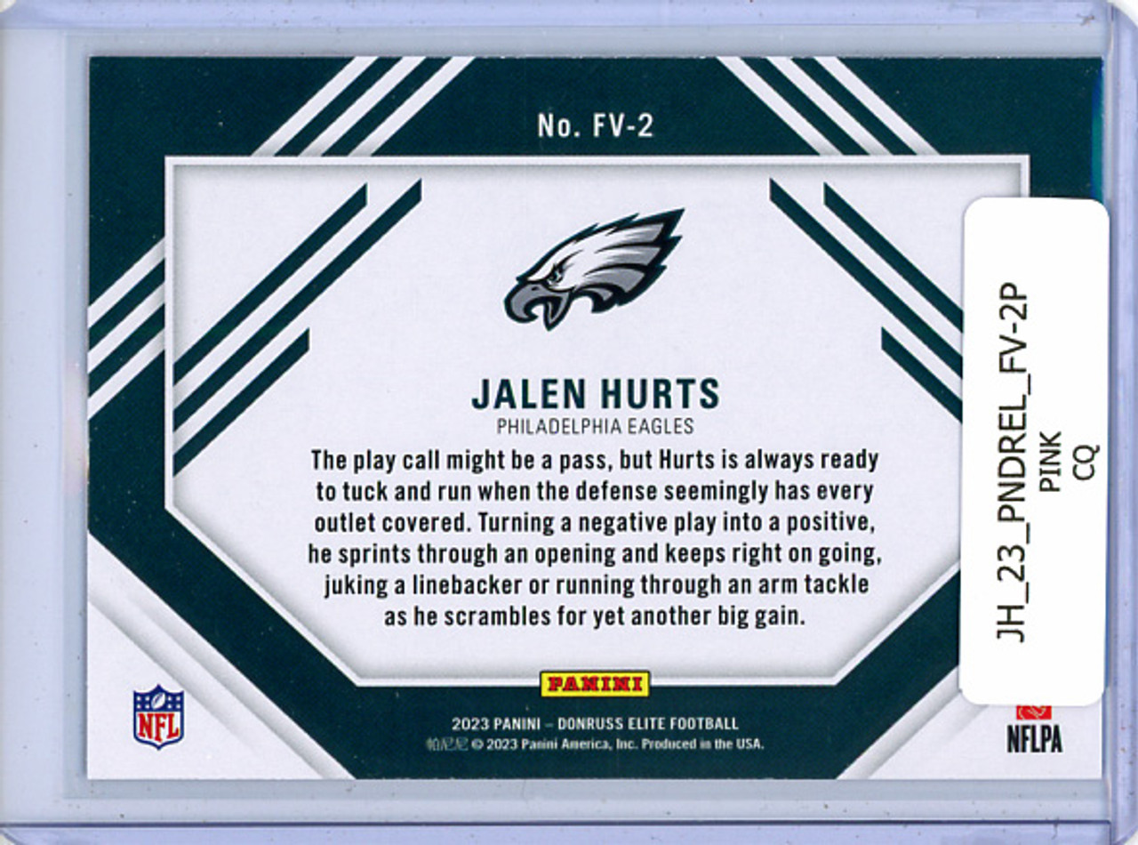 Jalen Hurts 2023 Donruss Elite, Field Vision #FV-2 Pink (CQ)