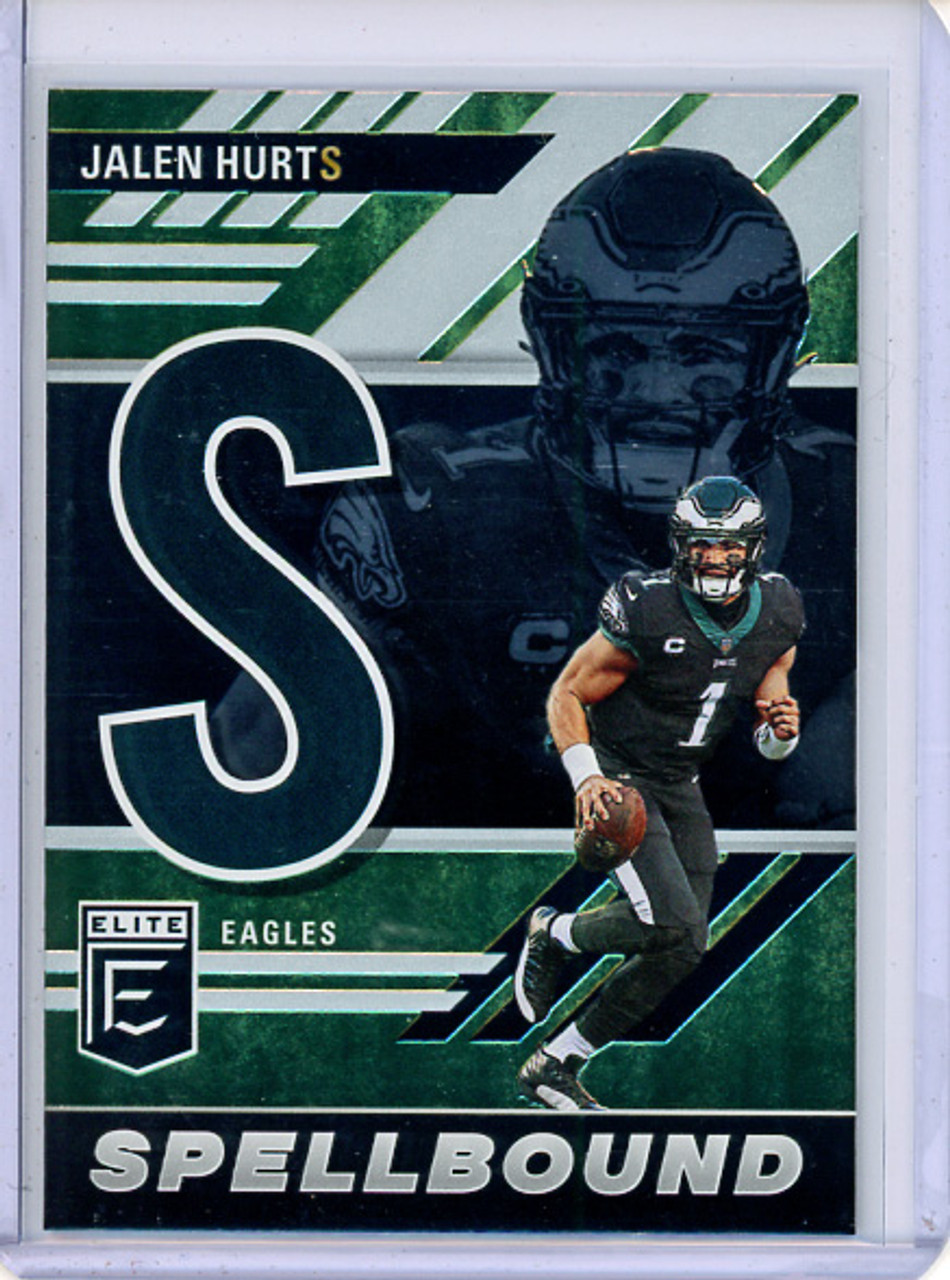 Jalen Hurts 2023 Donruss Elite, Spellbound #SB-JH5 "S" Green (CQ)