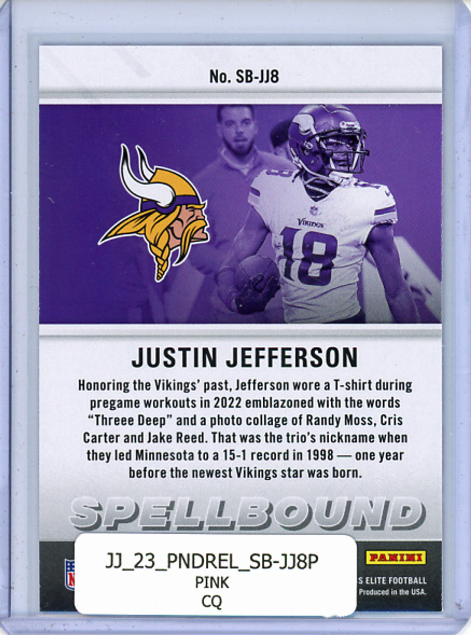 Justin Jefferson 2023 Donruss Elite, Spellbound #SB-JJ8 "O" Pink (CQ)