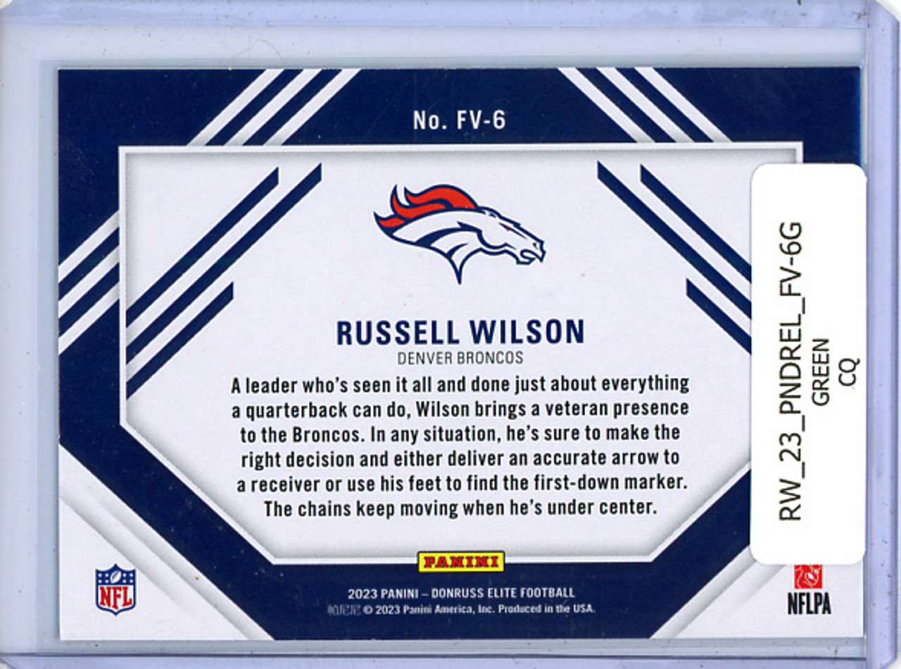 Russell Wilson 2023 Donruss Elite, Field Vision #FV-6 Green (CQ)