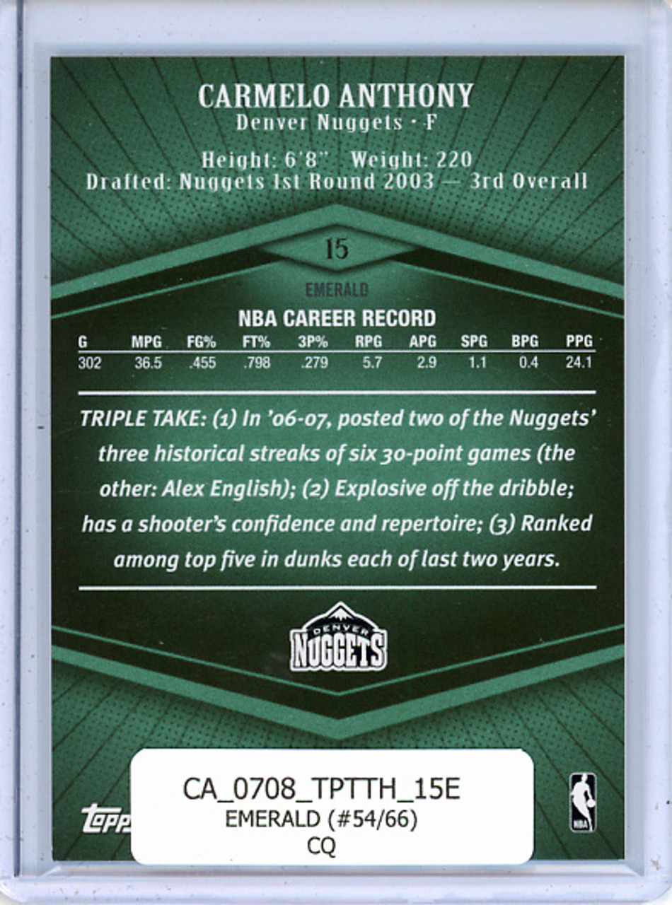 Carmelo Anthony 2007-08 Triple Threads #15 Emerald (#54/66) (CQ)
