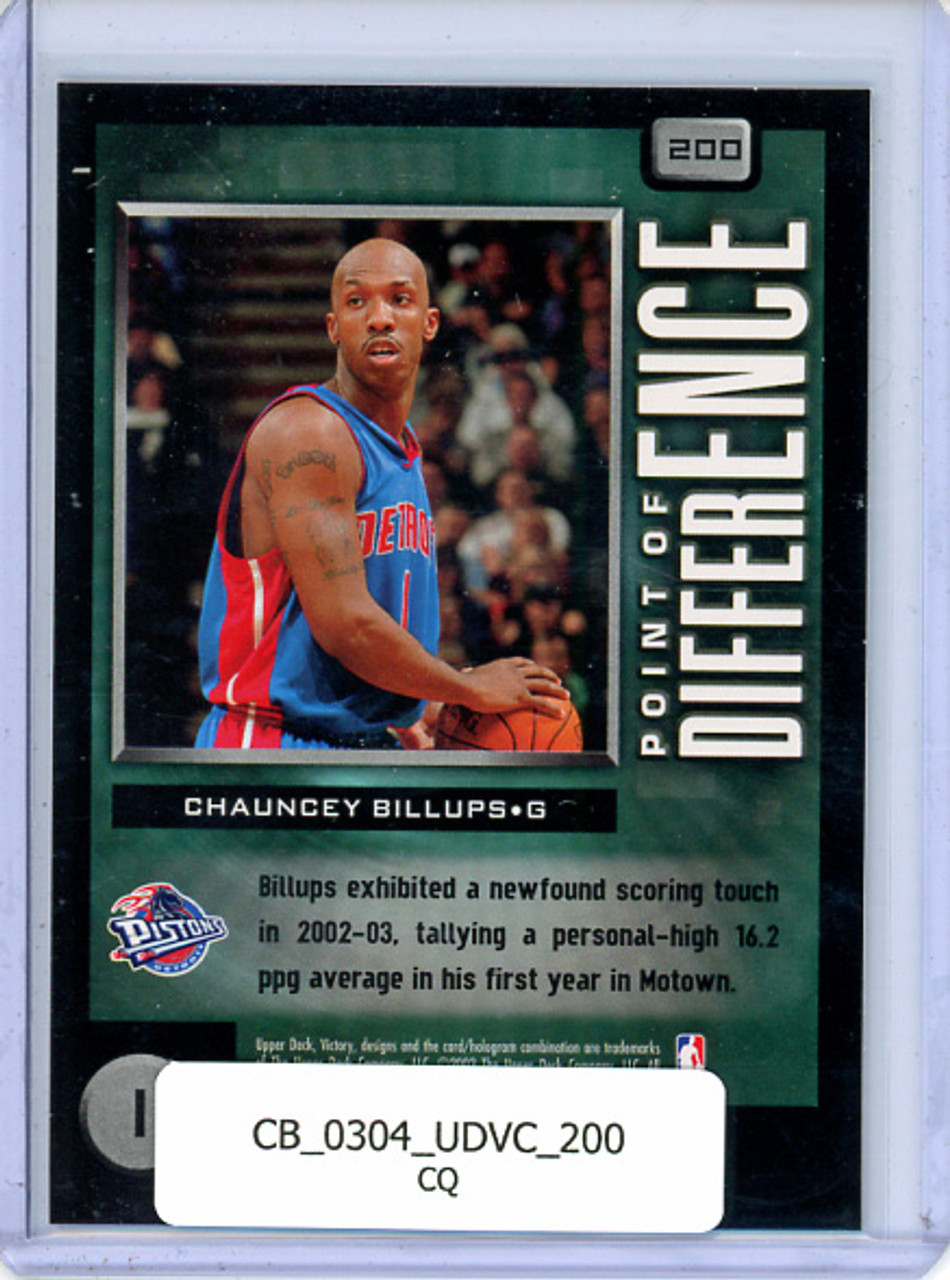 Chauncey Billups 2003-04 Victory #200 Point of Difference (CQ)