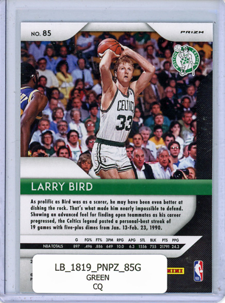 Larry Bird 2018-19 Prizm #85 Green (CQ)