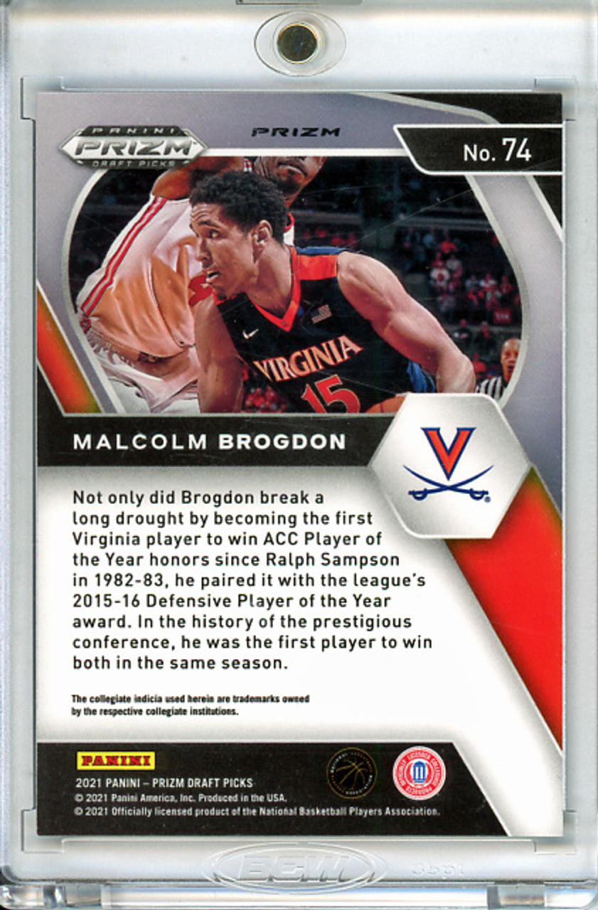 Malcolm Brogdon 2021-22 Prizm Draft Picks #74 Choice Tiger Stripe (1) (CQ)