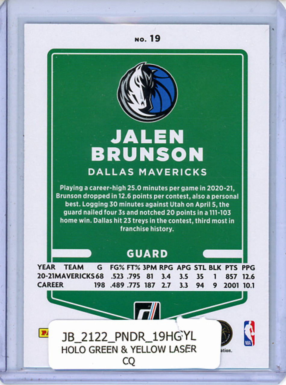 Jalen Brunson 2021-22 Donruss #19 Holo Green & Yellow Laser (CQ)