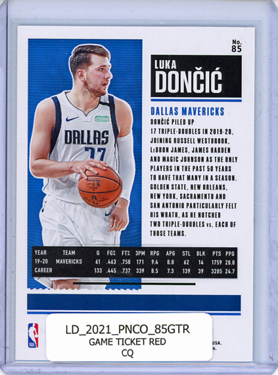 Luka Doncic 2020-21 Contenders #85 Game Ticket Red (CQ)