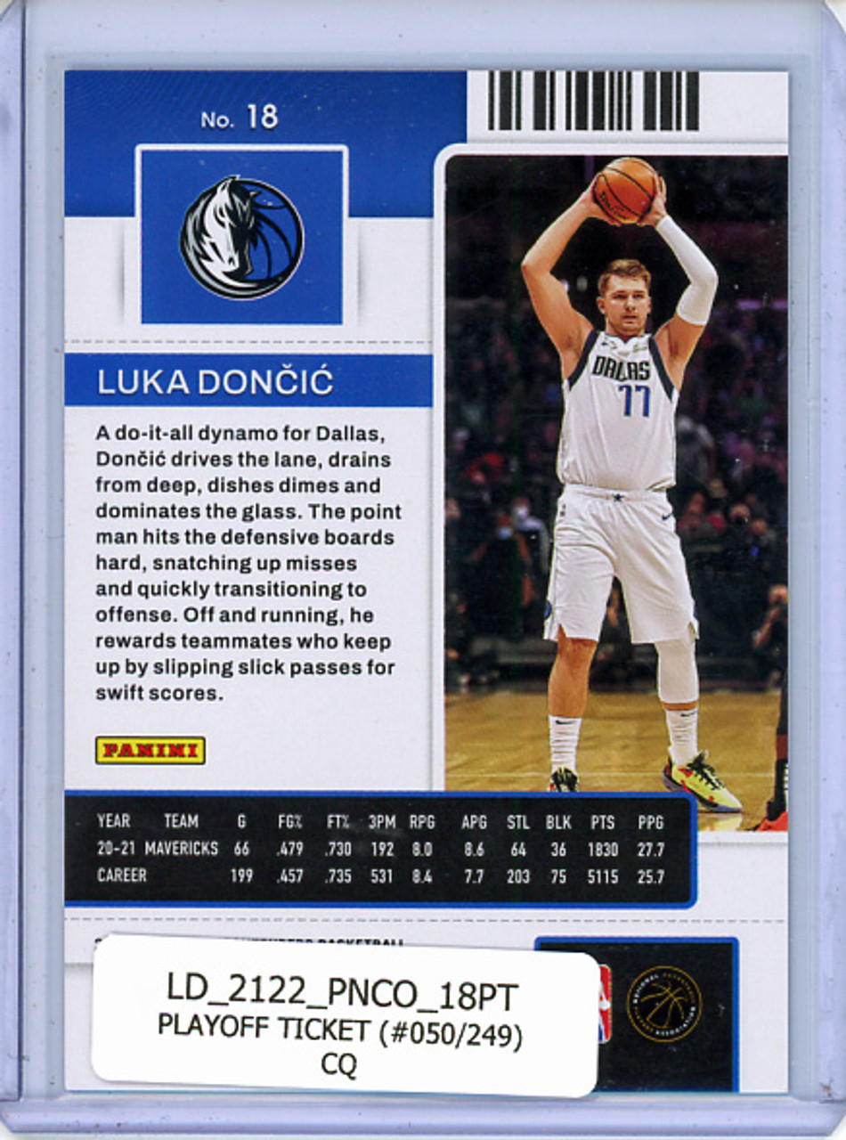 Luka Doncic 2021-22 Contenders #18 Playoff Ticket (#050/249) (CQ)