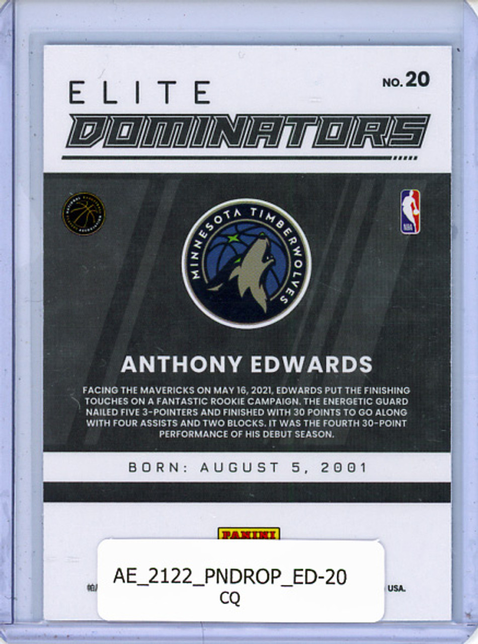 Anthony Edwards 2021-22 Donruss Optic, Elite Dominators #20 (CQ)