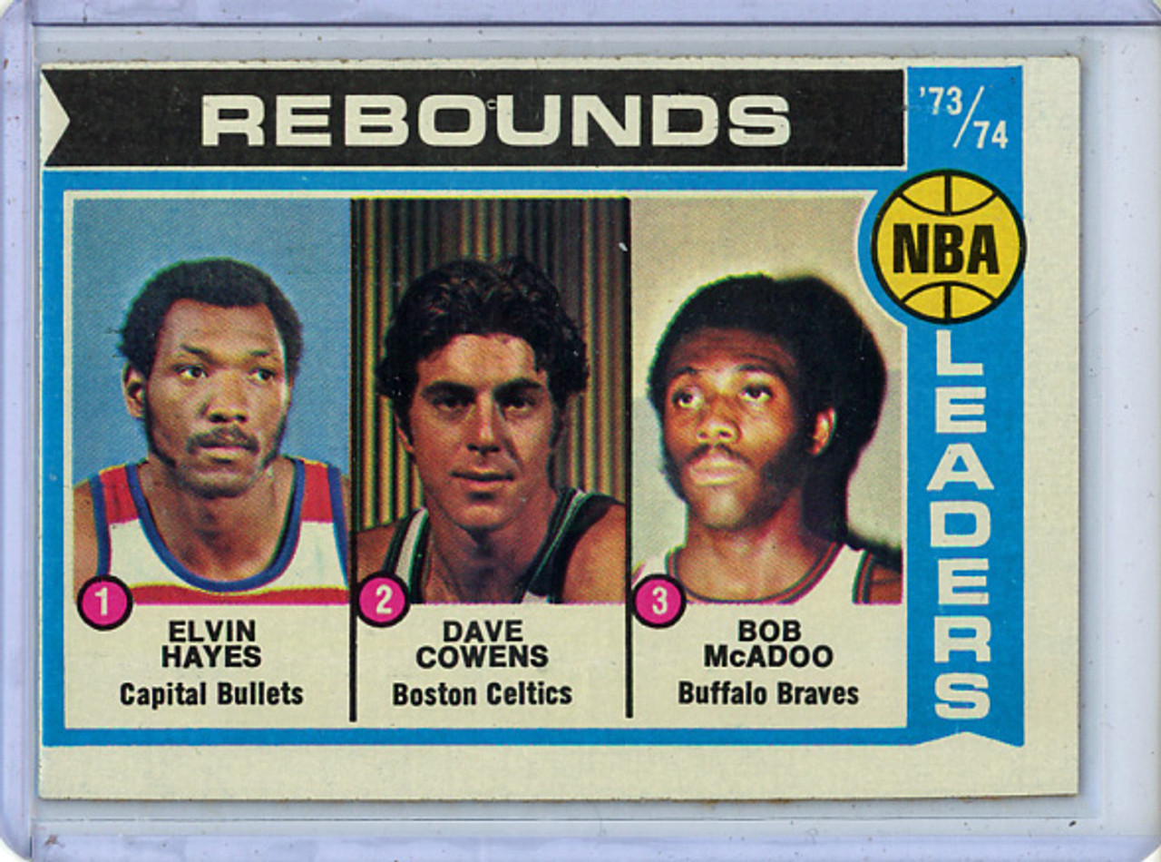 Elvin Hayes, Dave Cowens, Bob McAdoo 1974-75 Topps #148 Rebound Leaders - VG (1) (CQ)