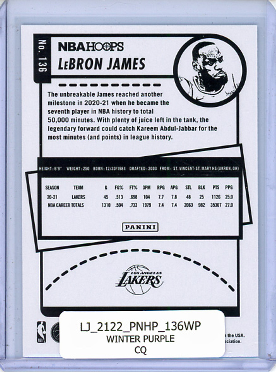 LeBron James 2021-22 Hoops #136 Winter Purple (CQ)