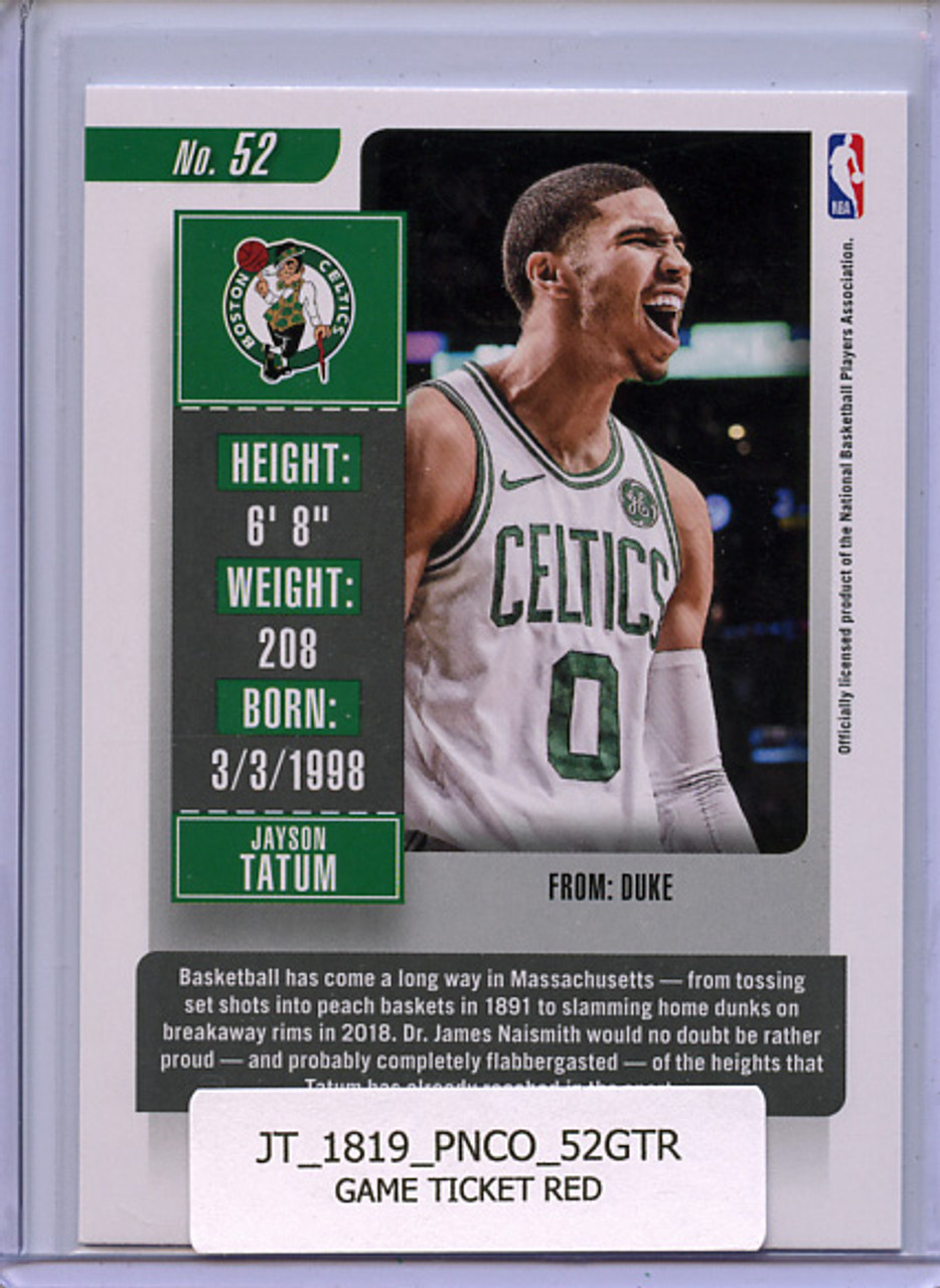 Jayson Tatum 2018-19 Contenders #52 Game Ticket Red