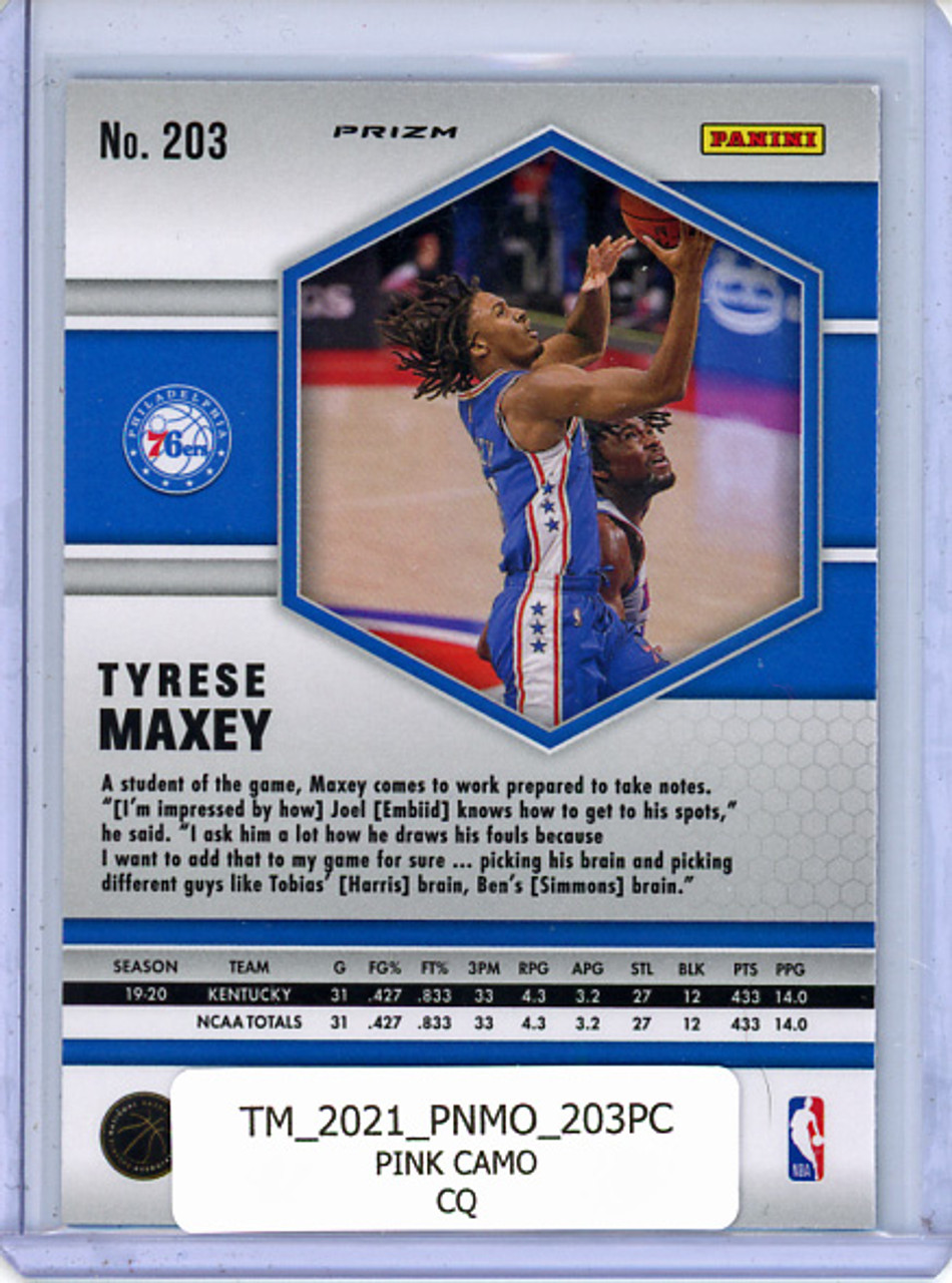 Tyrese Maxey 2020-21 Mosaic #203 Pink Camo (CQ)