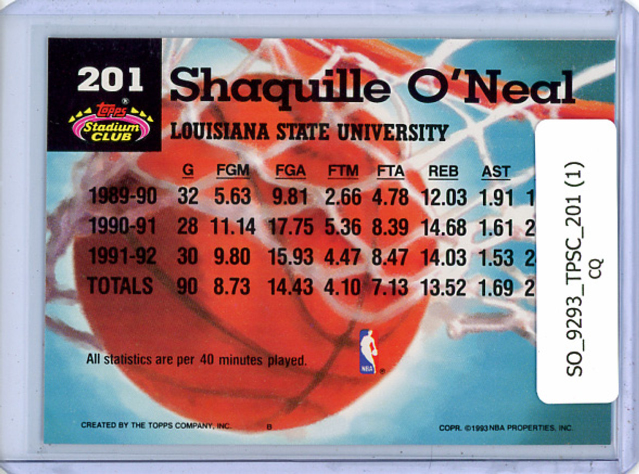 Shaquille O'Neal 1992-93 Stadium Club #201 Members Choice (1) (CQ)